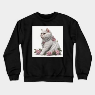 Fluffy White British Shorthair Crewneck Sweatshirt